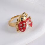 Cute lucky diamond-encrusted ladybug stainless steel Waterproof Waterproof Ring丨K007541J - Image 5