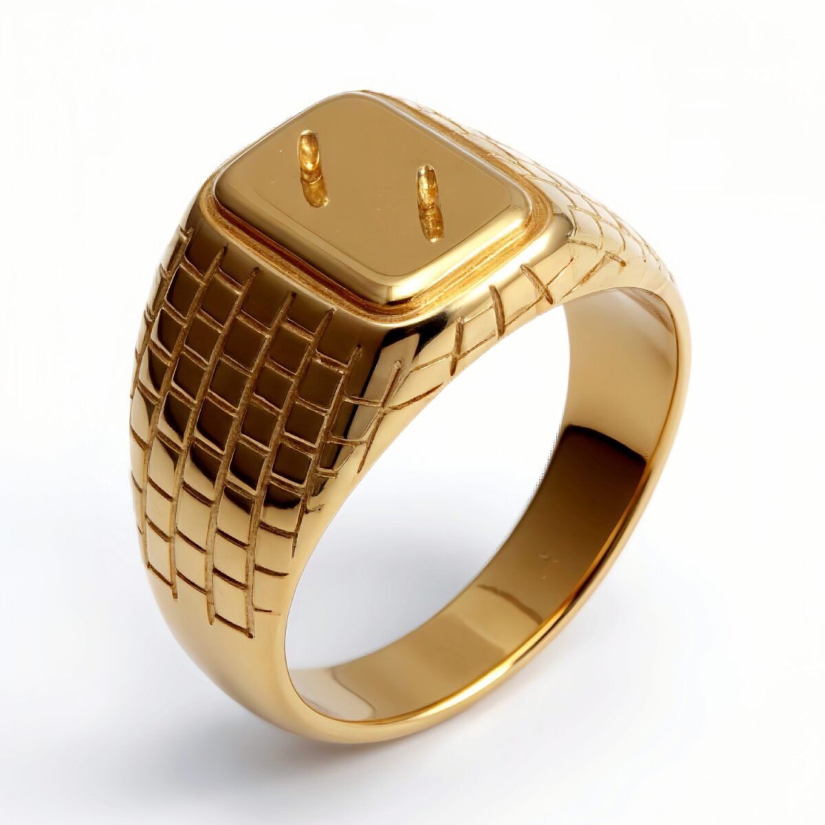 Geometric Woven Square Ring - Gold/Silver Trendy Outfit Piece | G003295 - Image 2