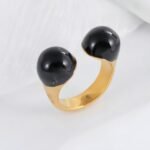 Elegant Double Bead Stainless Steel Ring Women's Ring | G004330 - Image 4