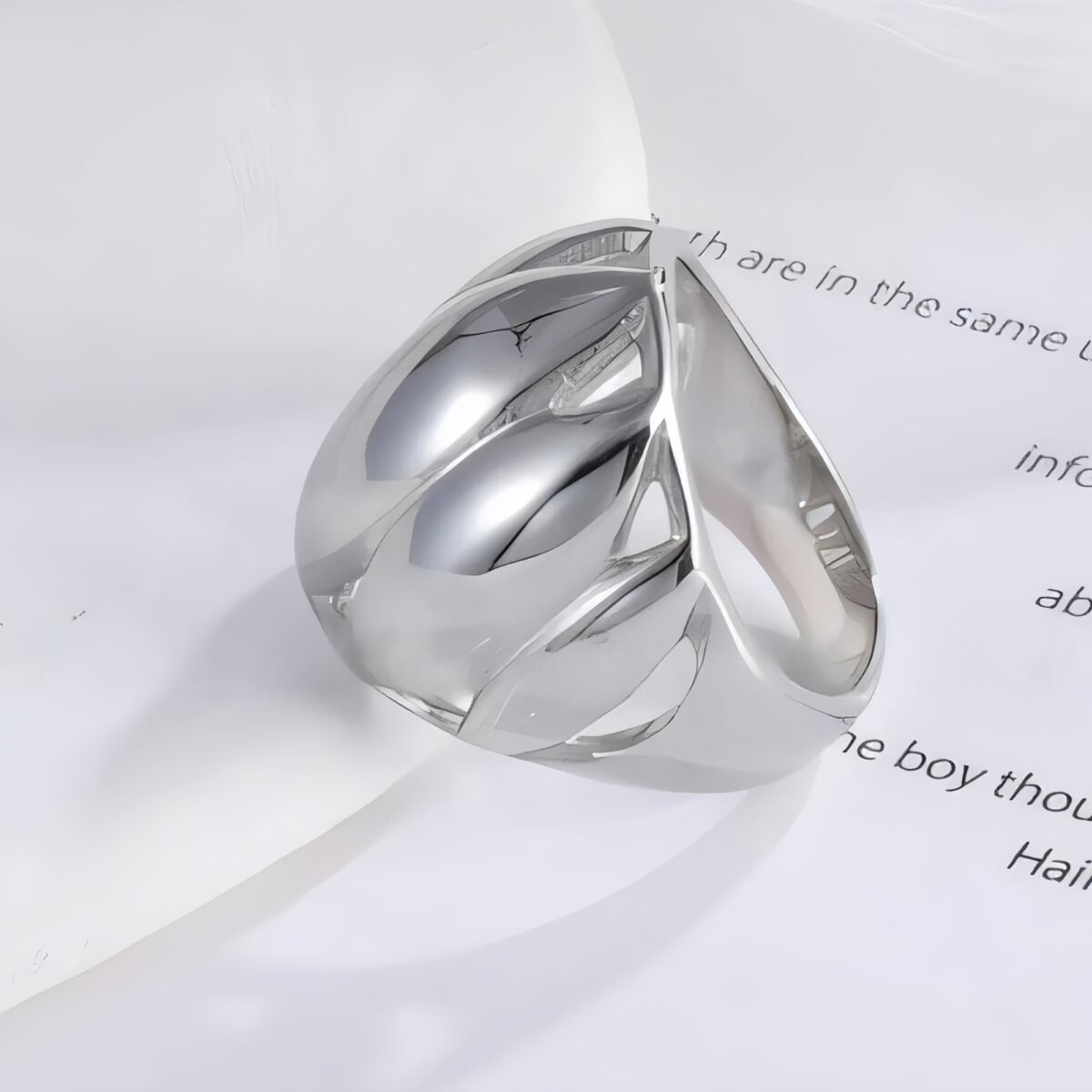 Elegant Lotus Petal Stainless Steel Ring Women's Ring | ML041 - Image 5