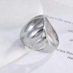 Elegant Lotus Petal Stainless Steel Ring Women's Ring | ML041 - Image 5