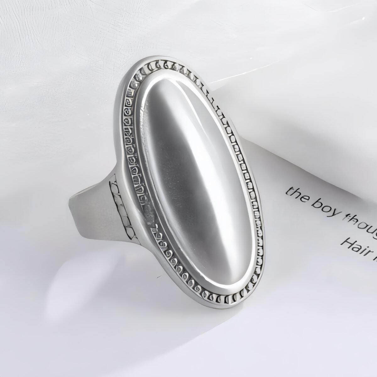 Elegant Oval Ring Women's Two-Tone Gold & Silver Stainless Steel Ring | G003417 - Image 5