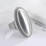 Elegant Oval Ring Women's Two-Tone Gold & Silver Stainless Steel Ring | G003417 - Image 5