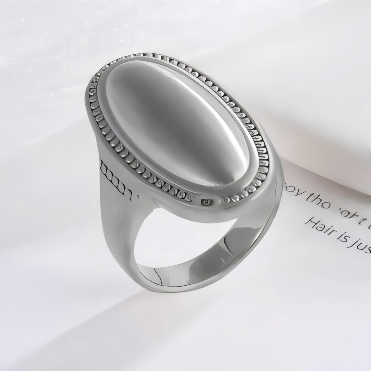Elegant Oval Ring Women's Two-Tone Gold & Silver Stainless Steel Ring | G003417 - Image 4