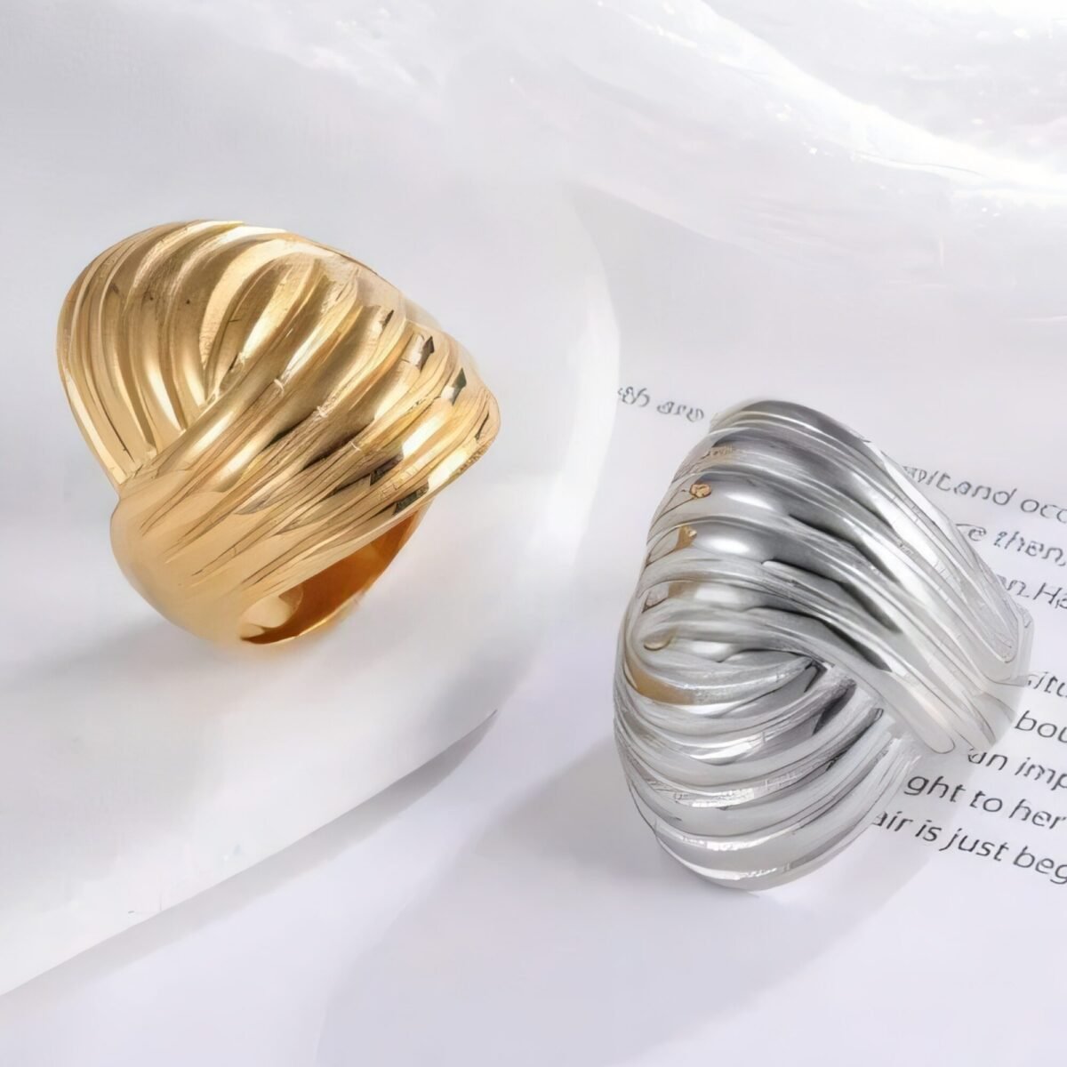 Elegant Spiral Pattern Stainless Steel Ring Women's Ring | ML044 - Image 1