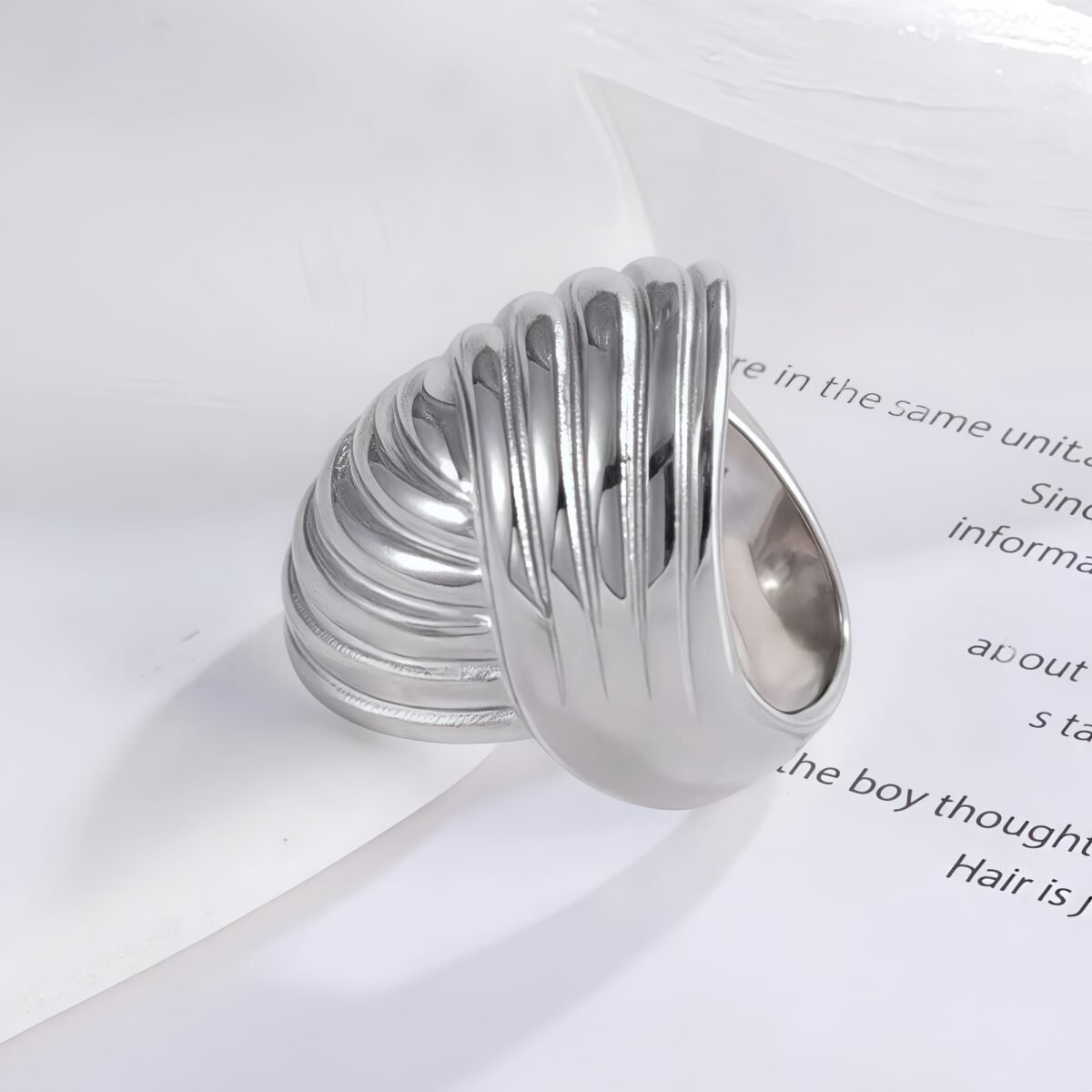 Elegant Spiral Pattern Stainless Steel Ring Women's Ring | ML044 - Image 5