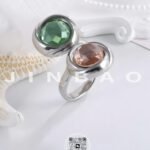 Elegant Stainless Steel Ring with Double Gemstone Design for Women |  G004502 - Image 5