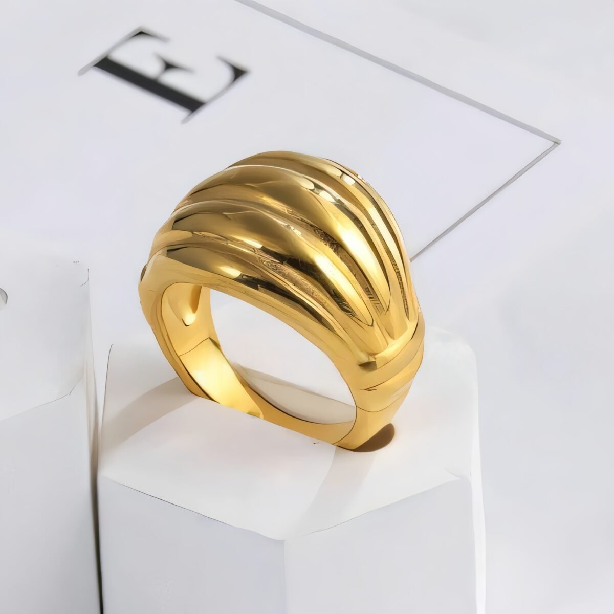 Elegant Wave Pattern Stainless Steel Ring Fashionable Women's Ring | G00138 - Image 2
