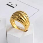 Elegant Wave Pattern Stainless Steel Ring Fashionable Women's Ring | G00138 - Image 2