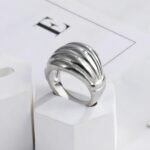 Elegant Wave Pattern Stainless Steel Ring Fashionable Women's Ring | G00138 - Image 4