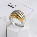 Elegant Wave Pattern Stainless Steel Ring Fashionable Women's Ring | G00138 - Image 3