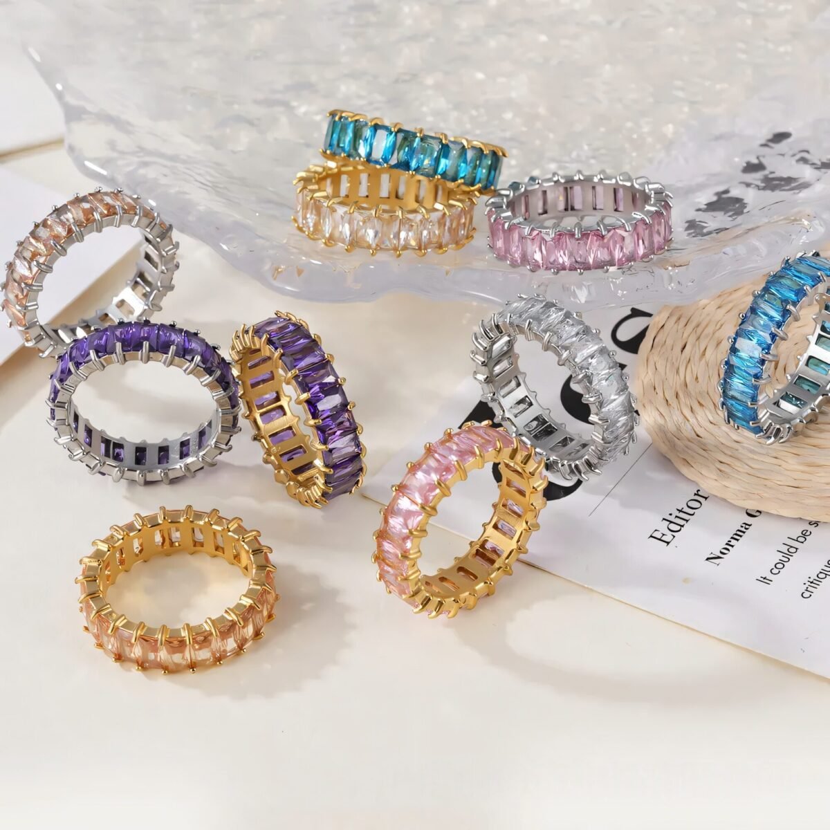 Women's stainless steel ring with colored zircon | G005626 - Image 1