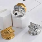 Fashion Creative Textured Stainless Steel Ring Women's Ring | DZ1366