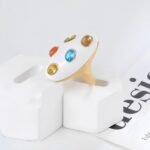 Fashion Multicolor Gemstone Ring Women's Gold Stainless Steel Ring | G004597 - Image 2