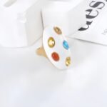 Fashion Multicolor Gemstone Ring Women's Gold Stainless Steel Ring | G004597 - Image 4