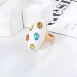 Fashion Multicolor Gemstone Ring Women's Gold Stainless Steel Ring | G004597 - Image 3