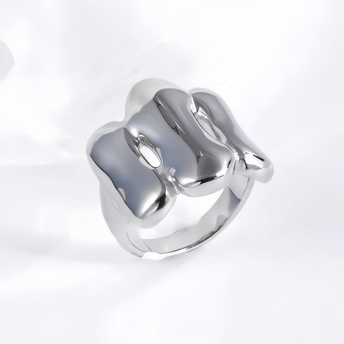 Fashion Streamlined Stainless Steel Wavy Ring Women's Ring | G004270-1 - Image 4