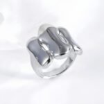 Fashion Streamlined Stainless Steel Wavy Ring Women's Ring | G004270-1 - Image 4