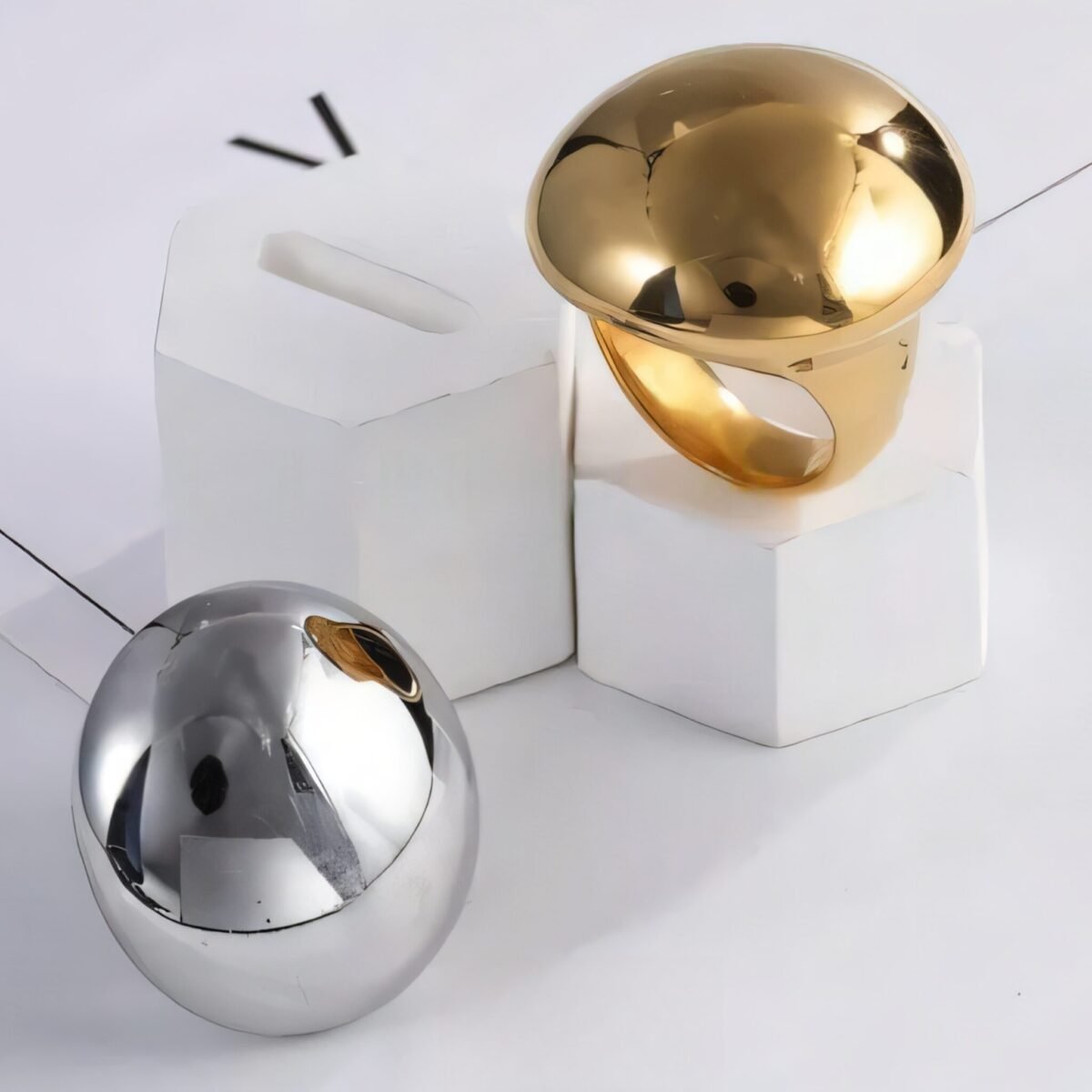 Fashionable Stainless Steel Dome Ring for Women | DZ84 - Image 1