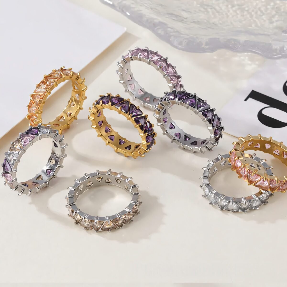 Women's stainless steel ring with colored zircon | G005625J - Image 1