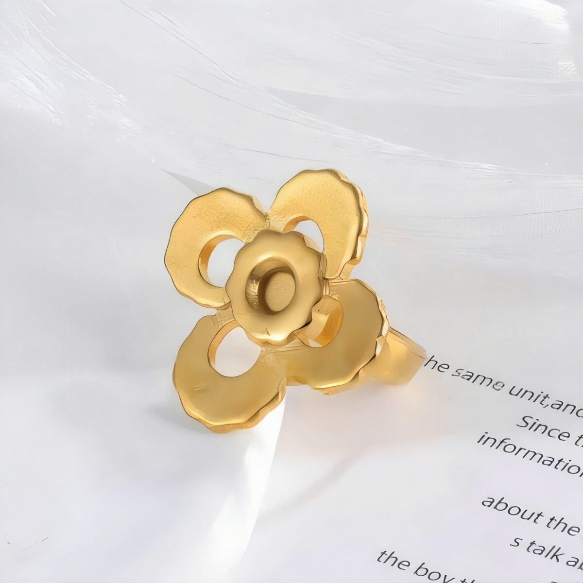 Flower Design Stainless Steel Ring Women's Elegant Minimalist Band | G003401 - Image 2