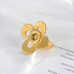 Flower Design Stainless Steel Ring Women's Elegant Minimalist Band | G003401 - Image 2
