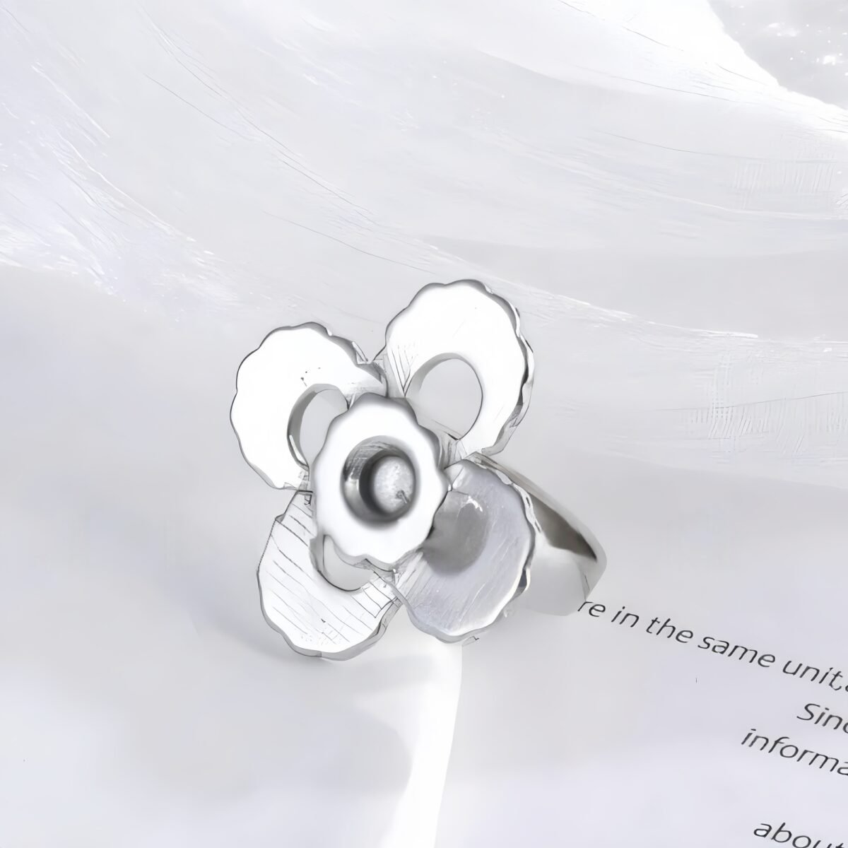 Flower Design Stainless Steel Ring Women's Elegant Minimalist Band | G003401 - Image 3