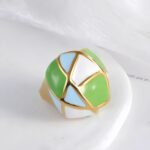 Vintage geometric enamel stainless steel women's ring | G004556 - Image 5
