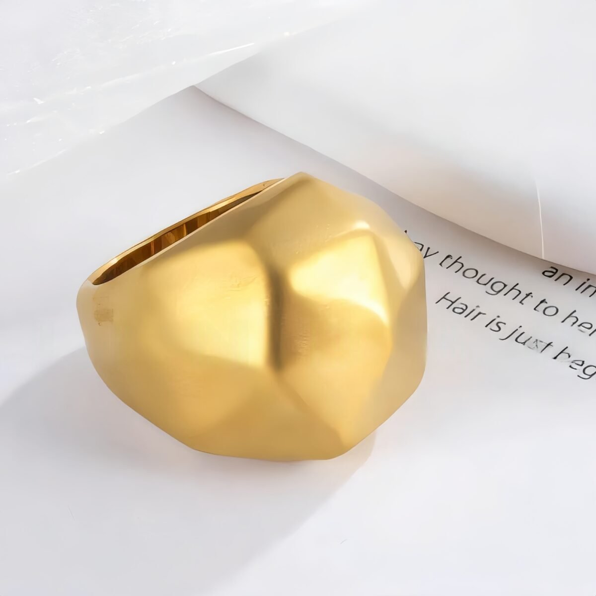 Geometric faceted stainless steel women's ring | G003409 - Image 3