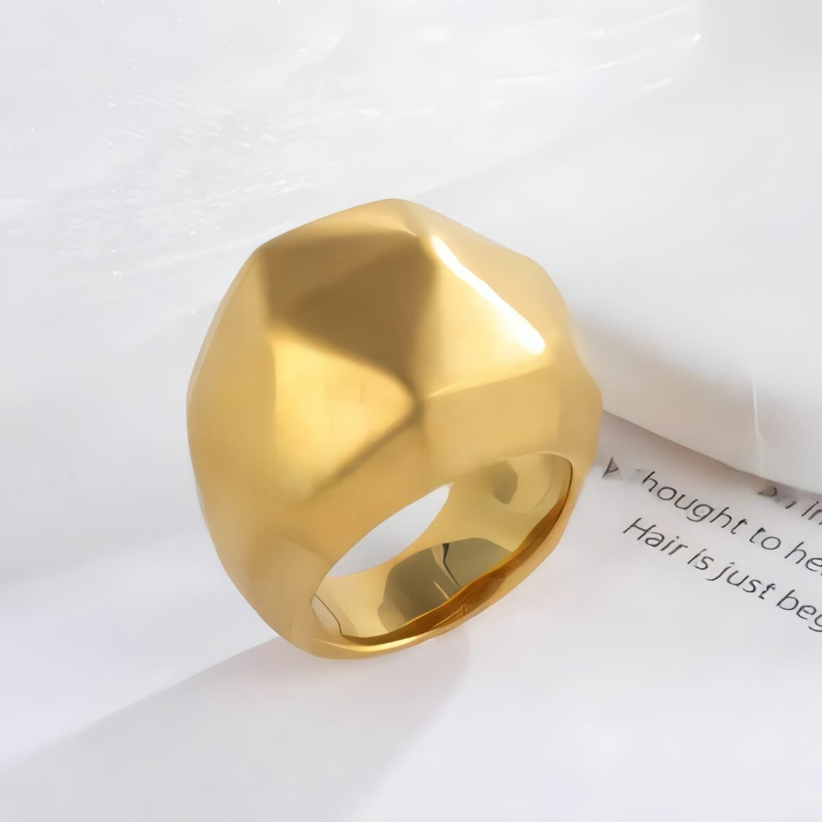 Geometric faceted stainless steel women's ring | G003409 - Image 2