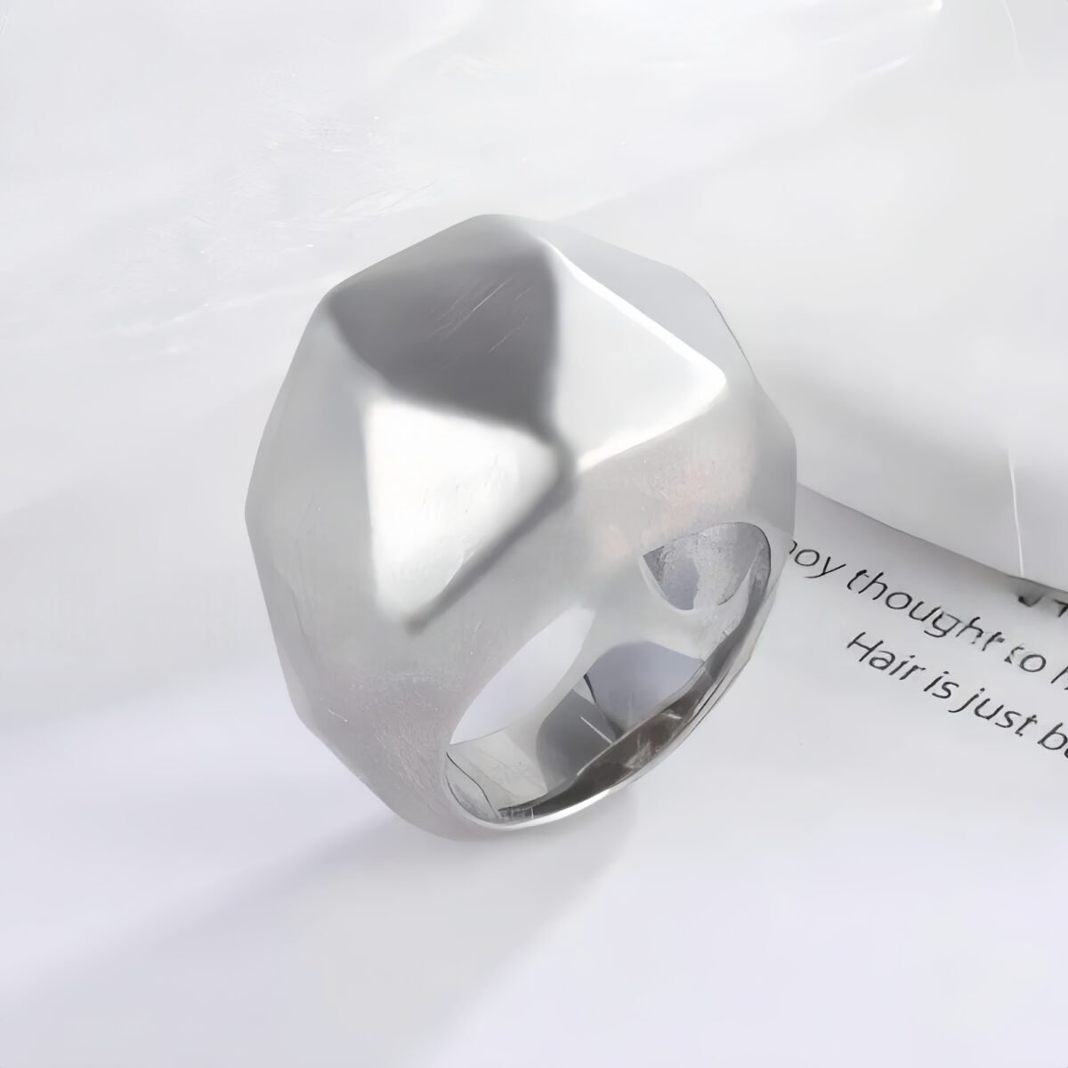 Geometric faceted stainless steel women's ring | G003409 - Image 4