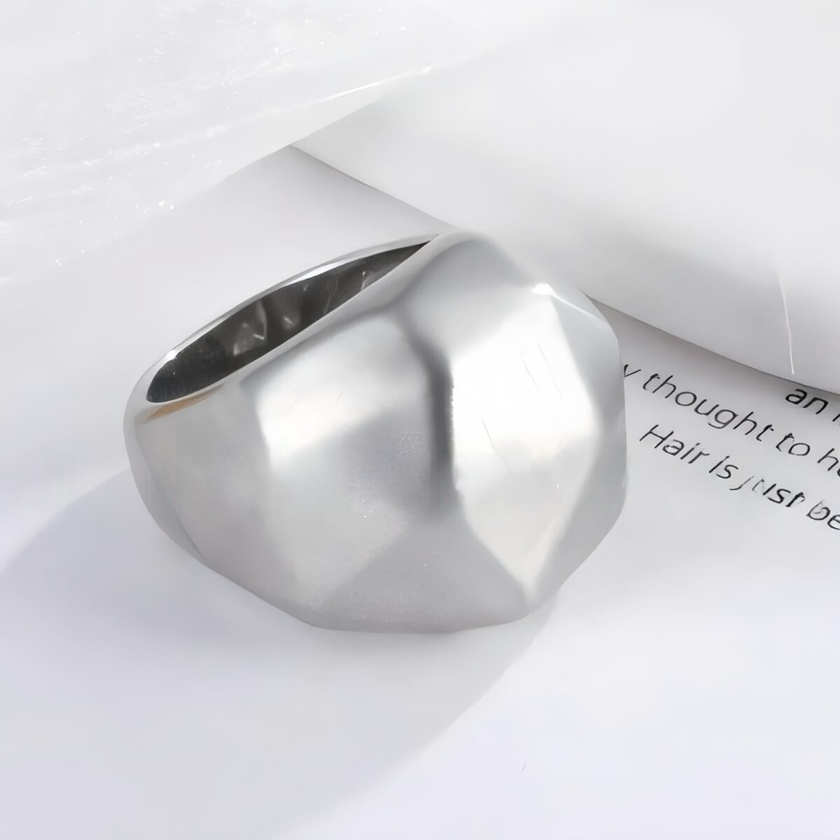 Geometric faceted stainless steel women's ring | G003409 - Image 5