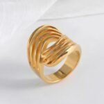 Geometric Layered Design Ring Women's Elegant Stainless Steel Ring | G00915 - Image 2