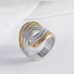 Geometric Layered Design Ring Women's Elegant Stainless Steel Ring | G00915 - Image 3