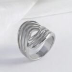 Geometric Layered Design Ring Women's Elegant Stainless Steel Ring | G00915 - Image 4