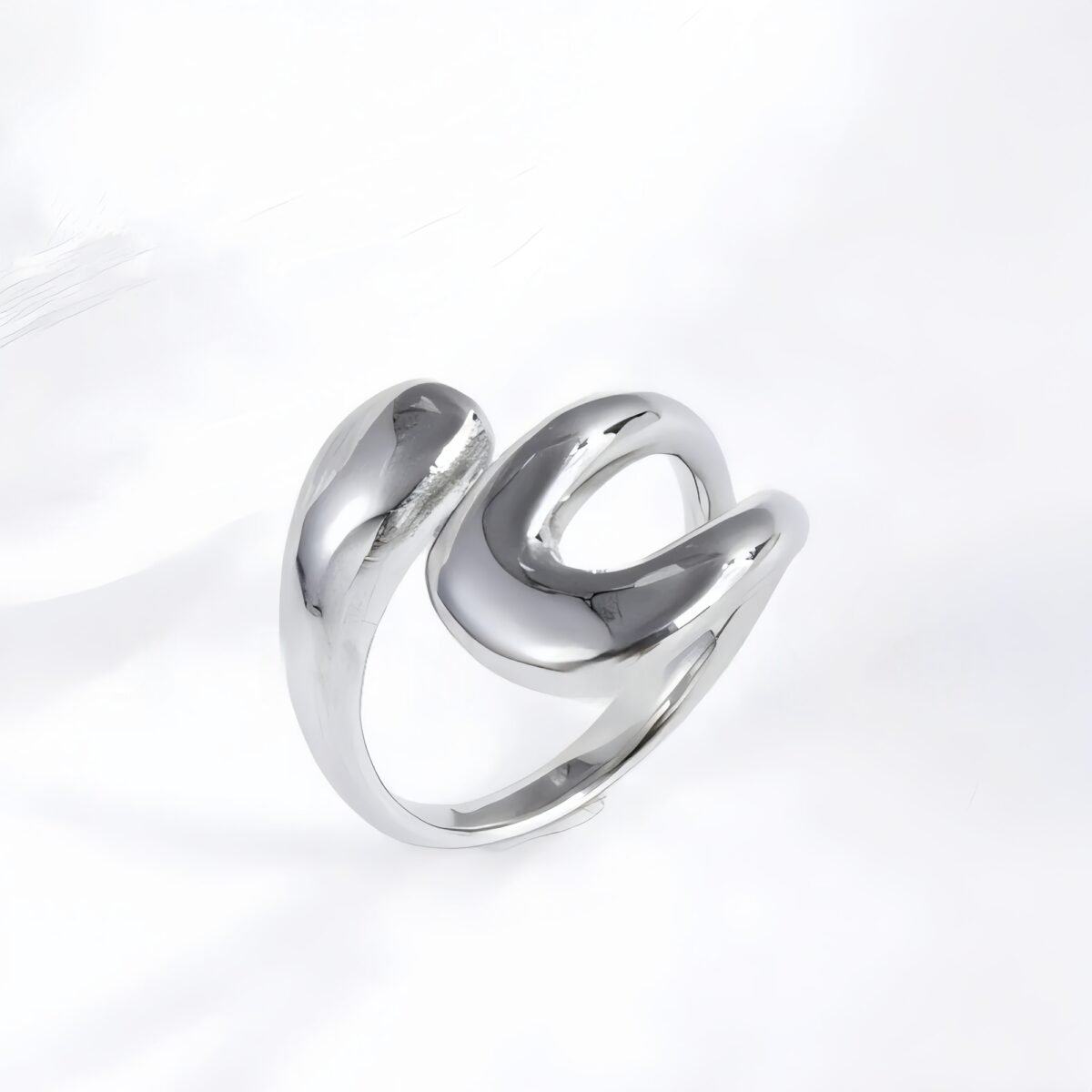 Polished simple curved stainless steel women's ring | G00580 - Image 4