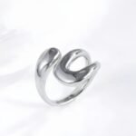 Polished simple curved stainless steel women's ring | G00580 - Image 4