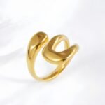 Polished simple curved stainless steel women's ring | G00580 - Image 2