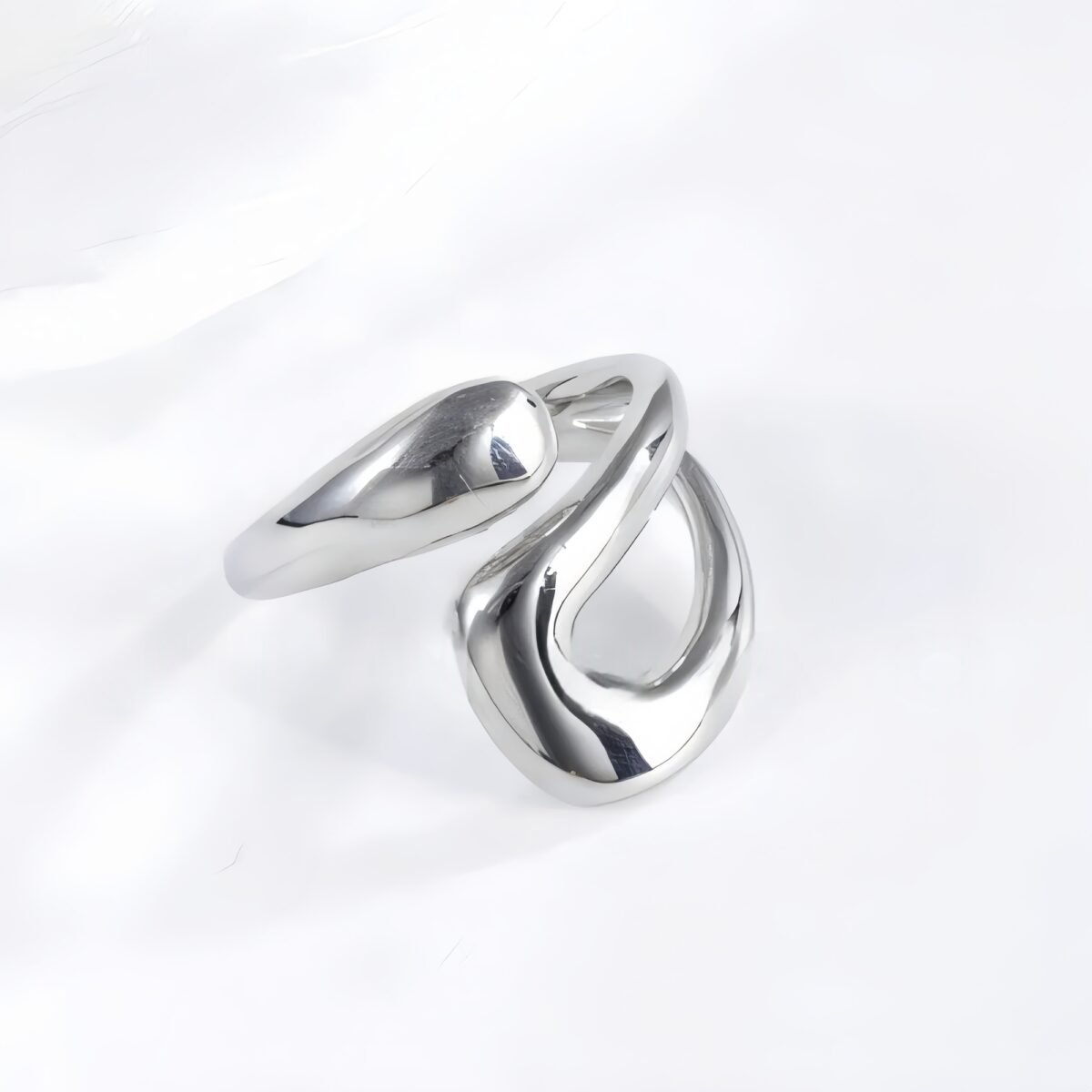 Polished simple curved stainless steel women's ring | G00580 - Image 5