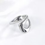 Polished simple curved stainless steel women's ring | G00580 - Image 5