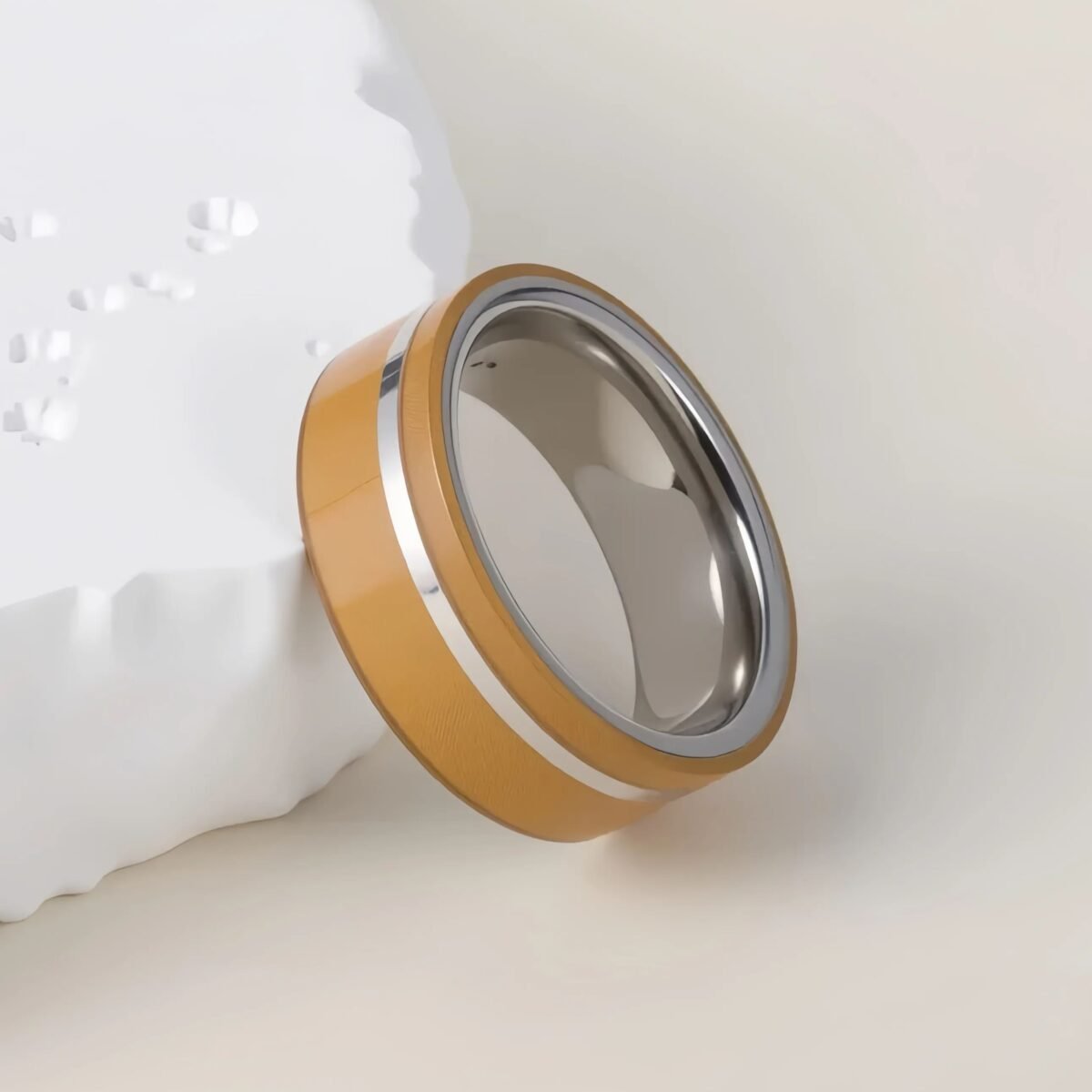 Wood Grain Inlaid Resin Stainless Steel Men's Ring丨P00123 - Image 5