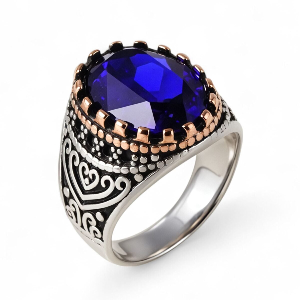 Vintage Inlaid Purple Gemstone Stainless Steel Men's RingحBL50 - Image 1