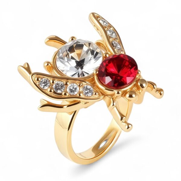 Luxury Gemstones Embellished With Cicada-Shaped Stainless Steel Women's Waterproof Ring丨K003673