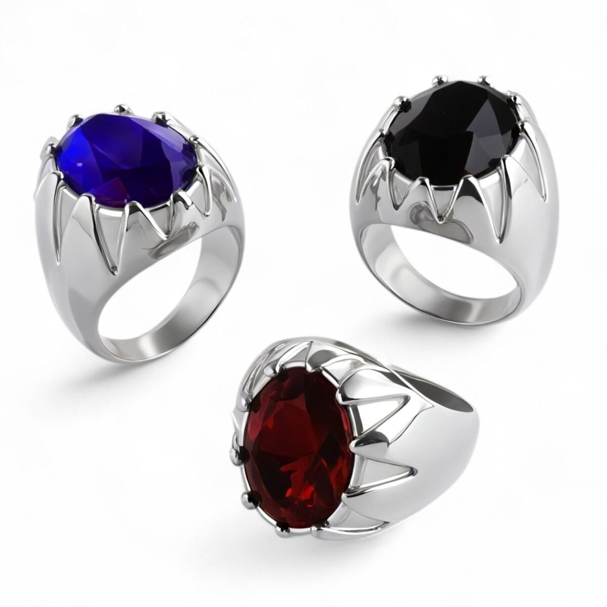 Vintage Gemstone Ring with Gemstone Inlay Stainless Steel Design for Men | K002239 - Image 1