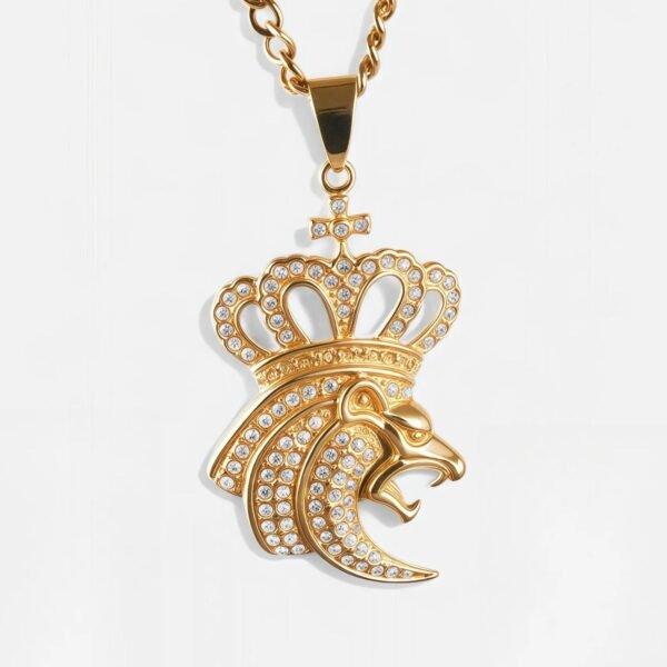 European And American Hip-Hop Style Fashion Men's Crown Lion Head Stainless Steel Pendant丨JSSZ444