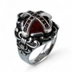Cross-Set Ruby ​​Stainless Steel Men's Ring丨C-308