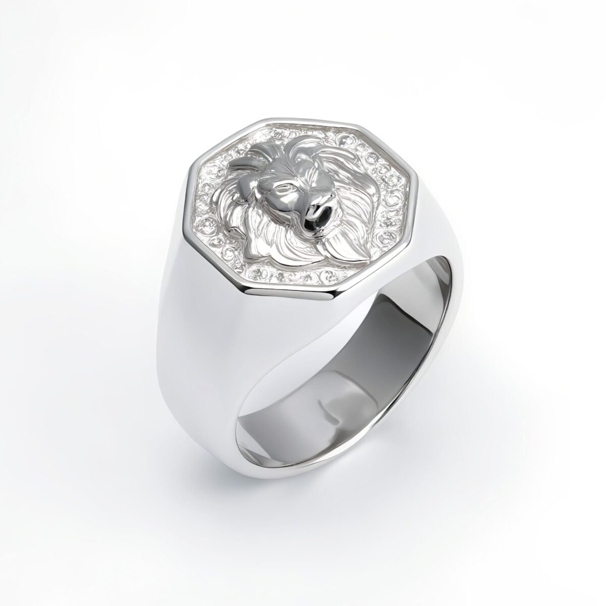 Stainless Steel Lion Head Ring, Diamond - Inlaid Stylish Men's Ring, European and American Fashion Dominant Jewelry | G00690 - Image 1