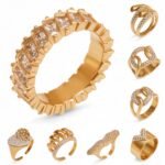 Retro Luxury Gold Diamond - inlaid Rings, Multi - layer Women's Ring