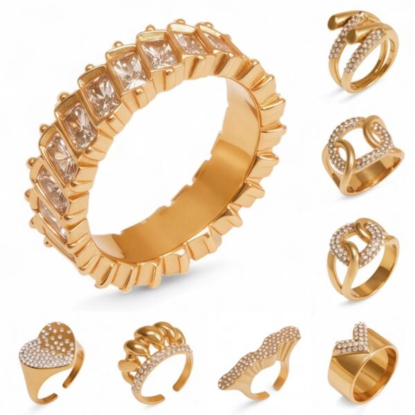 Retro Luxury Gold Diamond - inlaid Rings, Multi - layer Women's Ring