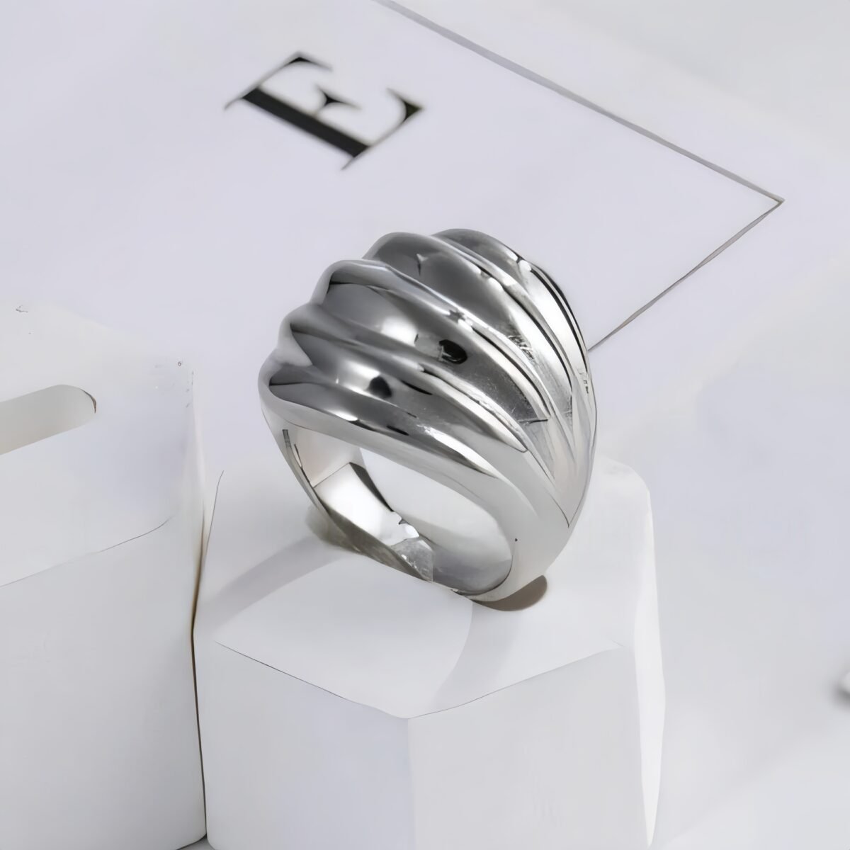 Luxury Gold Wave Shape Stainless Steel Ring for Women | ML053 - Image 4
